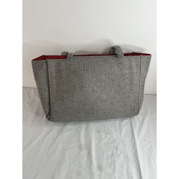 J. Ferrar Gray & Red Wool Tote Bag With Southwestern Woven Accent & Snap Closure - Picture 4 of 7
